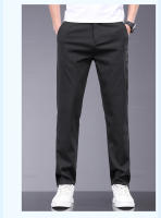 Pantalones Casuales Para Hombre De Seda Lyocell Elásticos Y Delgados Para Primavera Y Verano Pantalones Gris Negocios Con Cintura Media Y Bolsillos - details 6