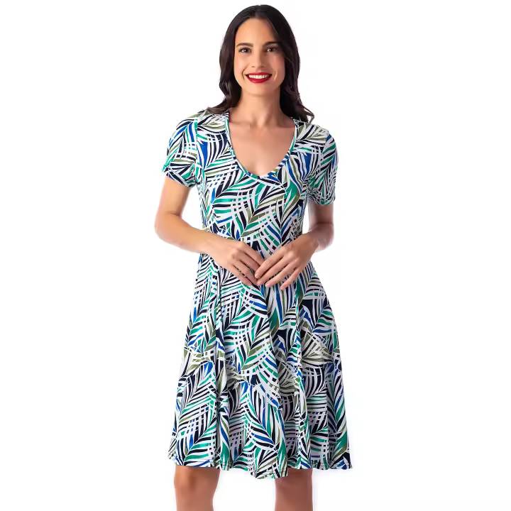 Vestido de verano estampado para mujer de manga corta con volantes Masquenada – Tela de alta calidad - 1