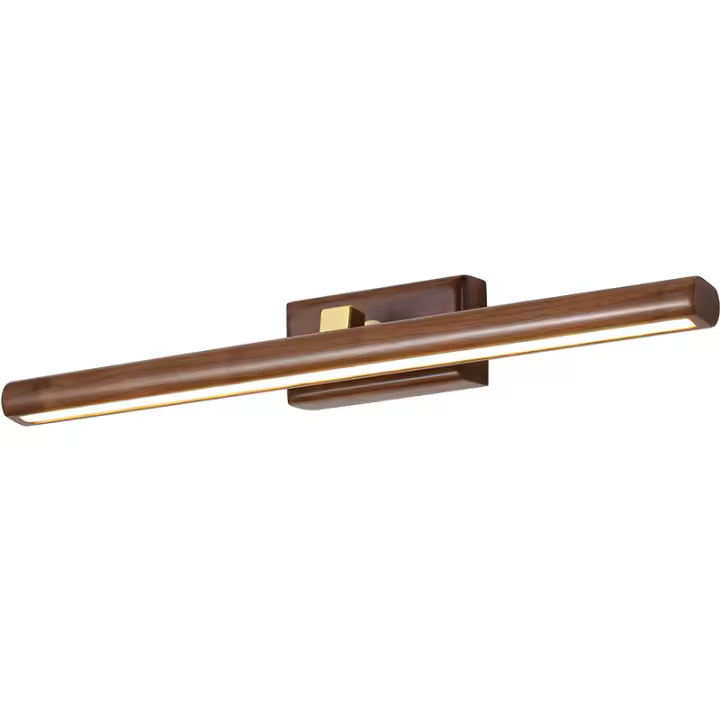 Lámpara De Espejo De Pared En Madera Sólida Negra LED Rotativa Para Baño Decoración De Exposición De Arte Iluminación Diaria Moderna - 1