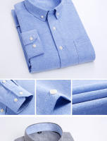 Camisa De Oxford Para Hombre Algodón Antirroto Sin Planchar Estilo Casual Ajustada Para Negocios Y Sociales Con Solapas Y Manga Larga - details 8