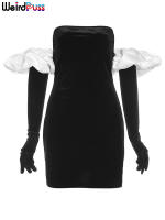 Vestido De Veludo Sin Espalda Para Mujer Con Guantes Nublados Bodycon Elástico Romántico Francesa Para Fiesta De Cumpleaños Vacaciones Streetwear - details 16