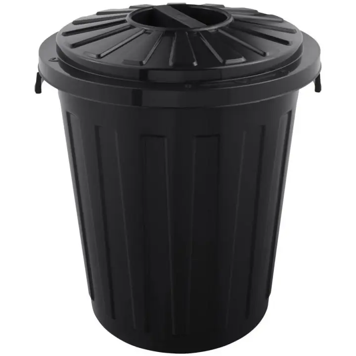 Cubo de basura / papelera polivalente con tapa cerrable, Grande, Plástico resistente (PP), 23 l, Mats, Grafito KEEEPER - 1