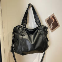 Bolso De Hombro Para Mujer De Gran Capacidad En Color Negro Suave De Cuero Bolsa De Compras Grande Bolsa Bandolera De Viaje - details 0