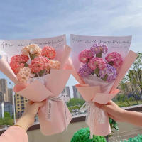 Ramo De Flores Artificiales Tejidas a Mano En Ganchillo Estilo Carnation Para Decoración De Hogar Cumpleaños Boda Día De La Madre Regalos - details 2