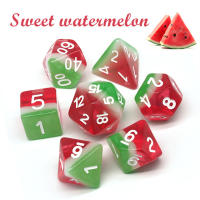 Juego De 7 Dados Polyhédricos De Resina En Forma De Sandía D&D Retro Accesorios Para Juegos De Mesa RPG TRPG Juguete Portátil Para Fiestas - details 1