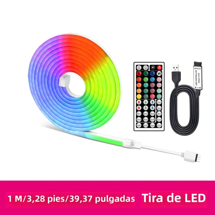Cinta LED Neón RGB De 5M Con Control Remoto USB 5V Luz Flexible Cambio De Color Para Decoración Interior De Dormitorio - 1
