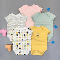 Nueva ropa de verano para bebés y niños pequeños, mono de pedo cruzado triangular de colores mixtos, ropa para gatear para bebés, conjunto de cinco piezas - details 19