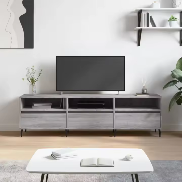 vidaXL Mueble para TV madera contrachapada gris Sonoma 150x30x44,5 cm - 1