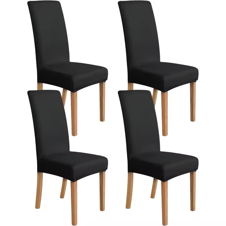 Funda elástico para Silla de Comedor, Juego de 4, Dark Gris - 1