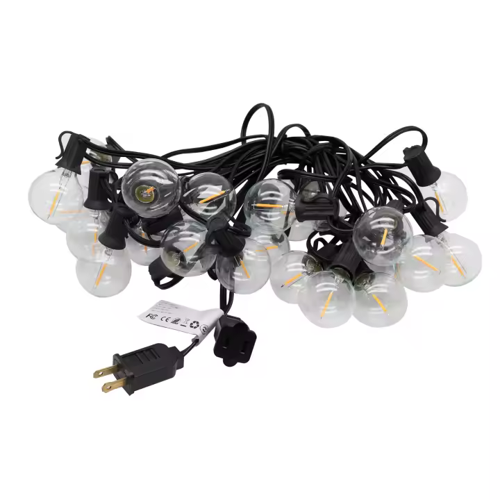 Guirnalda de luces para exteriores, guirnalda de Guinguette conectable, 7,6 M, 25 bombillas G40 con 3 bombillas de repuesto para fiesta, jardín, boda, patio - 1