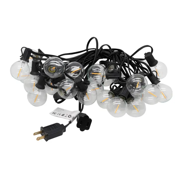 Guirnalda de luces para exteriores, guirnalda de Guinguette conectable, 7,6 M, 25 bombillas G40 con 3 bombillas de repuesto para fiesta, jardín, boda, patio - 1
