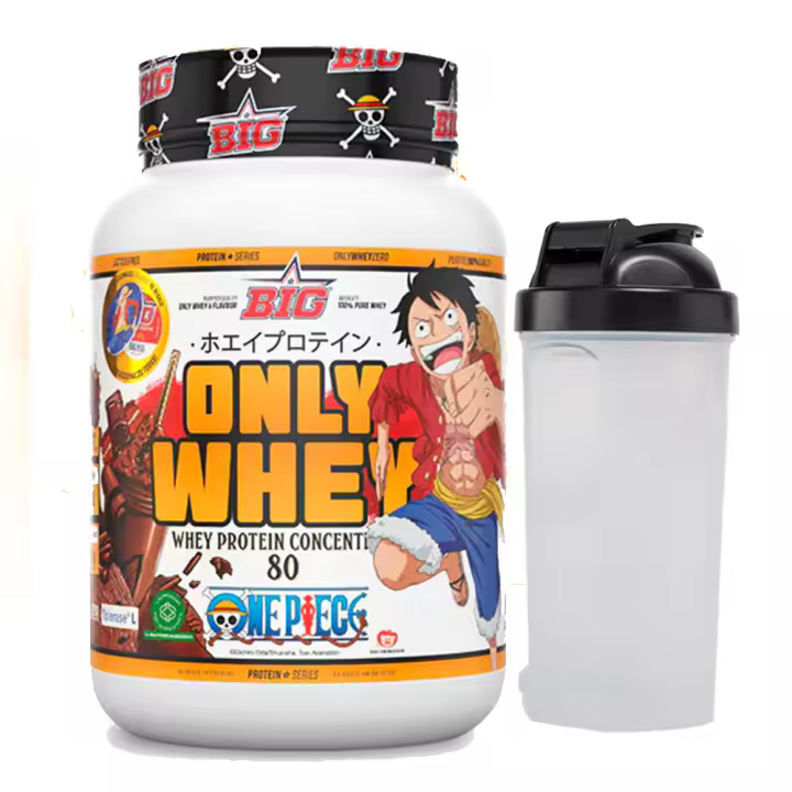 BIG - Proteinas Whey ONE PIECE - Edición Exclusiva con 12 Tazos Coleccionables. Materia Prima Premium. Whey Protein para Masa Muscular. Sin Lactosa 1Kg + Shaker Generico - 1
