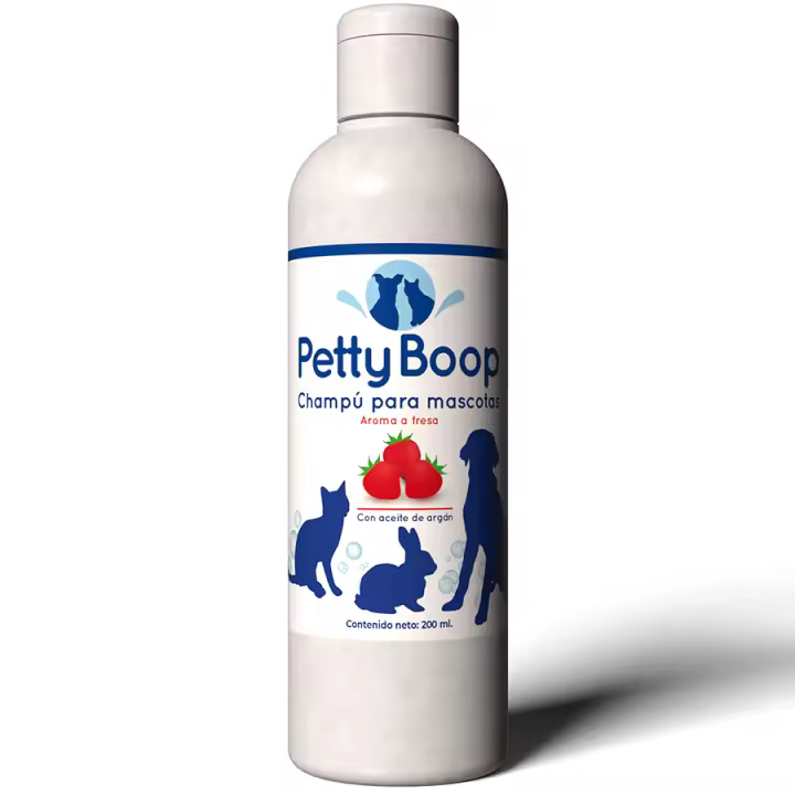 CHAMPU AROMA FRESA CON ACEITE DE ARGÁN PARA PERROS, GATOS Y COBAYAS. SIN PARABENOS , NI ALERGENOS. - 1
