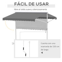 Outsunny Toldo de Pie Independiente 300x295x260 cm con Manivela Doble Cara Ángulo Ajustable Portátil Protección Solar para Jardín Terraza Patio Gris - details 6