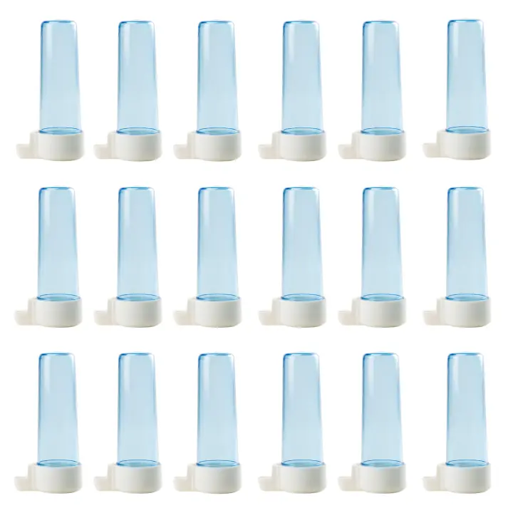 CM - Bebedero Redondo para Pájaro. Pack 16 Unidades. Disponible a Elegir en 2 Colores: Transparente y Azul. Tamaño: 12x6x4 cm. Dispensadores Vacíos para Proporcionar Agua a Pájaros. Resistente a las Adversidades del Exterior. - 1