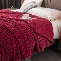 Manta De Punto Elegante Con Cuadros - Cómoda Y Cálida Todo El Año, Faux Peluche De Conejo Hipoalergénico Trae El Confort De Casa - details 8
