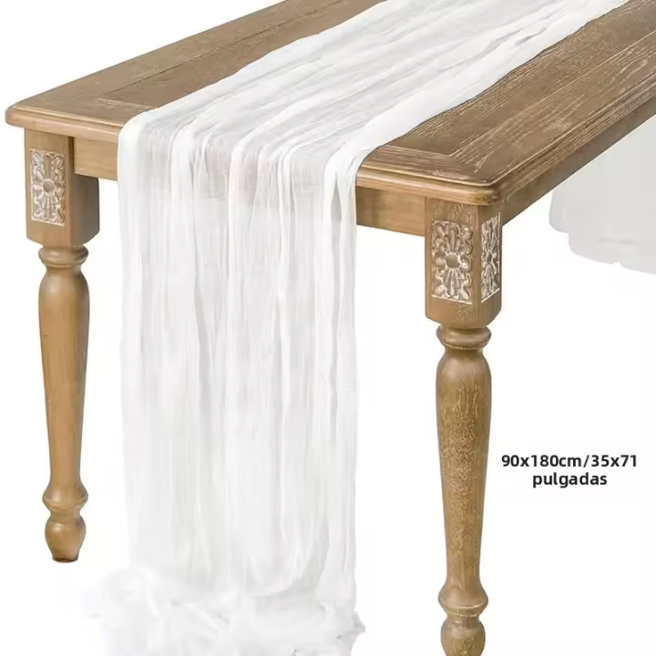 Mantelos De Gauzina Semi-Transparente Blanco Para Bodas Cumpleaños Y Decoración De Banquetes Estilo Vintage Rustic Boho - 1