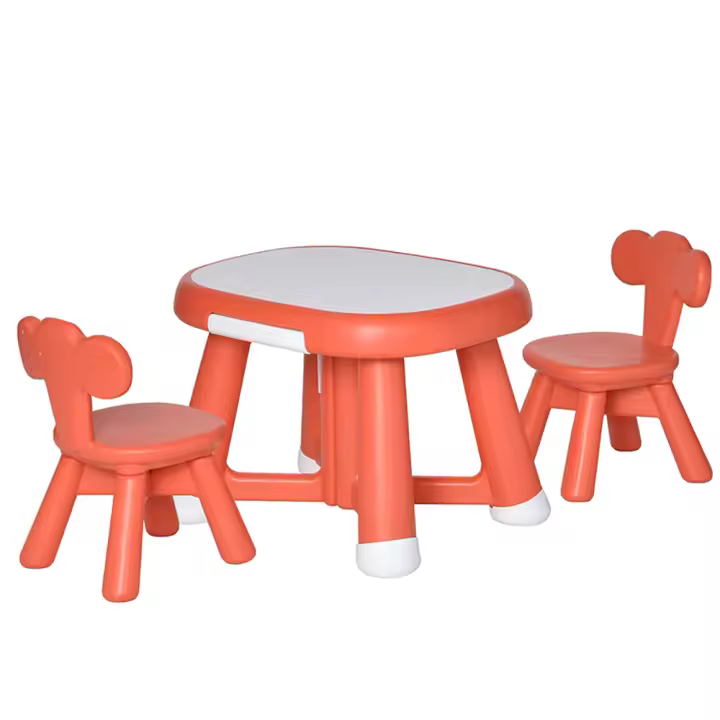 Devessport Mesa y 2 Sillas Infantiles Escritorio con Pizarra Blanca Multifuncional para Niños de +12 Meses 64,4x52x45,6 cm Rojo Coral - 1
