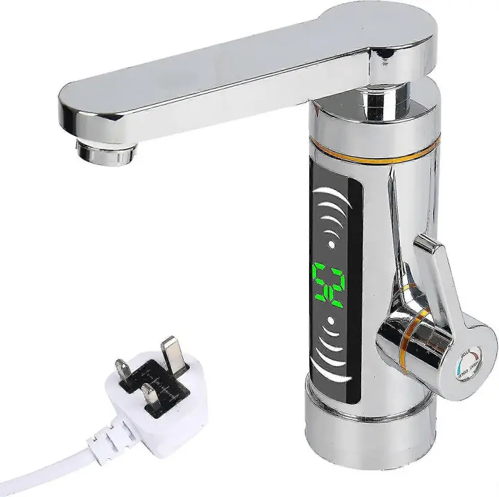 Instantánea Grifo de Agua Caliente Eléctrico 360 turn Maple inoxidable LED digital temperature UK PLUG - 1