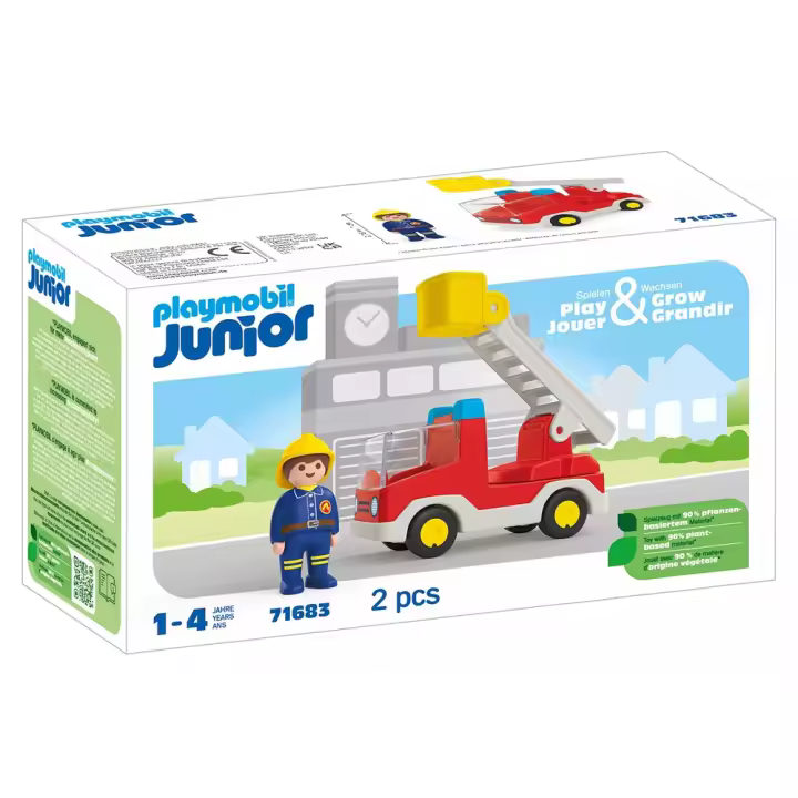 PLAYMOBIL JUNIOR - CAMIÓN DE BOMBERO, 71683, TIENDA CON LICENCIA OFICIAL - 1