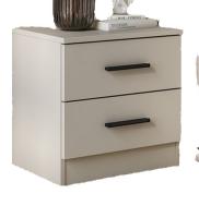 Mesita de 2 cajones beige con tiradores negros. Diseño recto y elegante apropiado para cualquier tipo de decoración ya sea como cajonera auxiliar o como mesita en un dormitorio - details 0