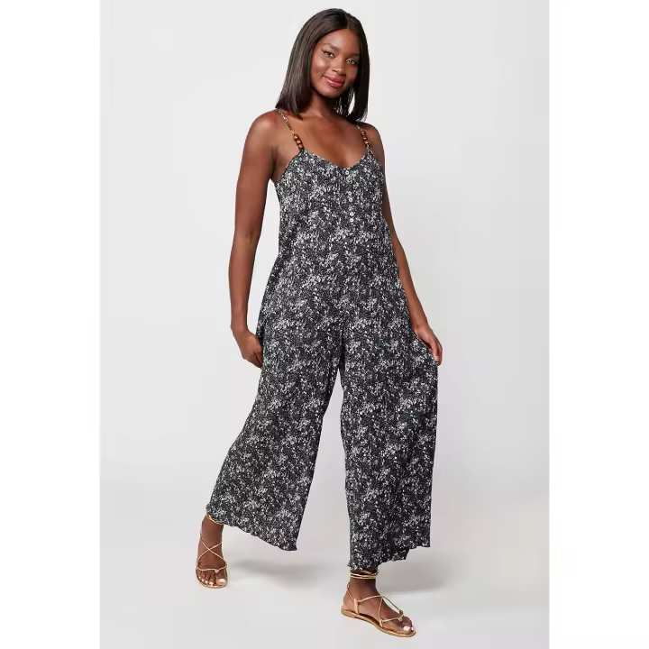 Koroshi Jumpsuit holgado con estampado floral en color negro para mujer | Moda Actual - 1