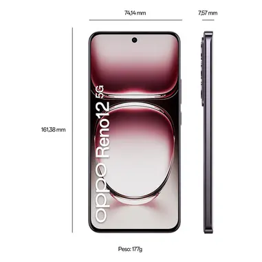 OPPO Reno12 5G AI Smartphones, Cámara Triple 50 + 8 + 2MP, Selfie 32MP, Pantalla 6,7 ", Batería 5000mAh, RAM 12GB + ROM 256GB - 1