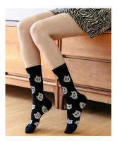 Calcetines De Mujer Diseño Nuevo Con Dibujos De Gatos Divertidos Calcetines Casuales Gruesos Y Calientes Para Otoño Invierno Regalo De Navidad - details 3