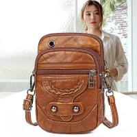 Bolso Pequeño De Cuero Suave Multifuncional Para Mujer Estilo Vintage Bolso Cruzado Monedero Teléfono Móvil Bolso De Mano - details 0
