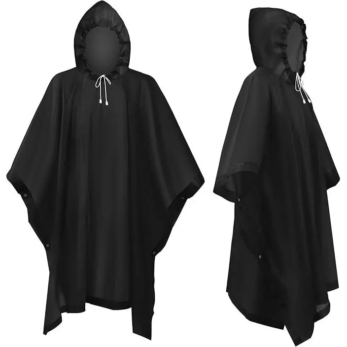 Chubasqueros Impermeable, Poncho de Lluvia Impermeable, Paquete Poncho de Lluvia Reutilizable con Capucha, Claro y Impermeable Poncho, para Viajes y Exterior, para Hombre Mujer - 1