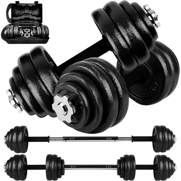 Mancuernas Ajustables 3 en 1【Discos de Hierro | 30 kg】con Barra de Conexión | Pesas para Hombres y Mujeres, Gimnasio en Casa, Fitness | Incluye E-Book y Maletín (Iron Transformer) - 1
