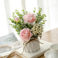 Bouquet De Flores Artificiales Hydrangea Y Rosas Silken Decoración Para Hogar Jardín Bodas Y Navidad Plantas Decorativas Con Vaso - details 12