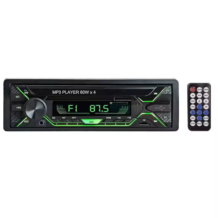Estéreo para coche con Bluetooth, radio de un solo DIN, reproductor multimedia FM, receptor de audio USB/TF/SD/auxiliar, manos libres - 1