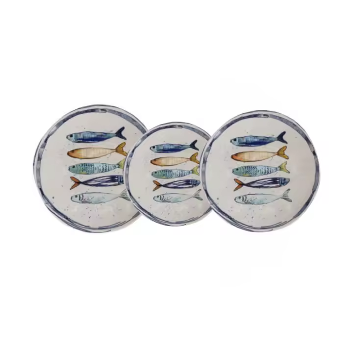STARLEY-Vajilla 12 piezas Peixe Iberica Brillo ,Plato de Postre 20cm,Plato Hondo 21cm,Plato Llano 26cm - 1