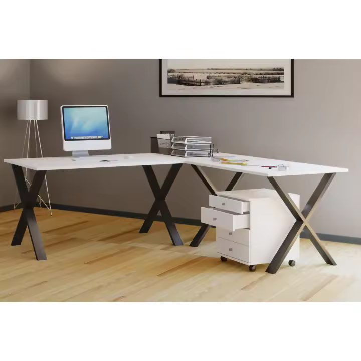 VCM Holz Schreibtisch | Eckschreibtisch schlicht | 190x190 | L Form links oder rechts | Arbeitstisch Platte 80 cm tief | Computertisch Büromöbel - Lona X - 1