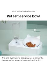 Tazón De Alimentos Para Mascotas Dual Propósito Con Inclinación Para Proteger La Columna Vertebral Del Perro Alimentador Automático Suministros De Alimentación - details 0