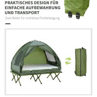 Cama de camping Elevada con Tienda de cúpula y colchón de aire with Bomba, tafetán, Green, dimensiones 193x136x178 cm para Aventuras al Aire Libre - details 4