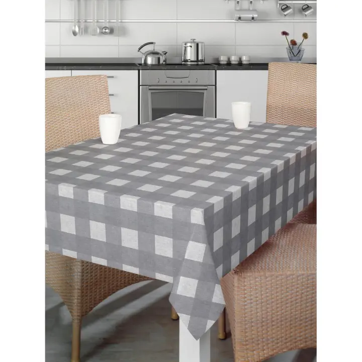 Mantel Hulehule Tex - Hule Huletec Cuadros Gris Rojo Beige Impermeable Anti Manchas - VALENTINA - 1