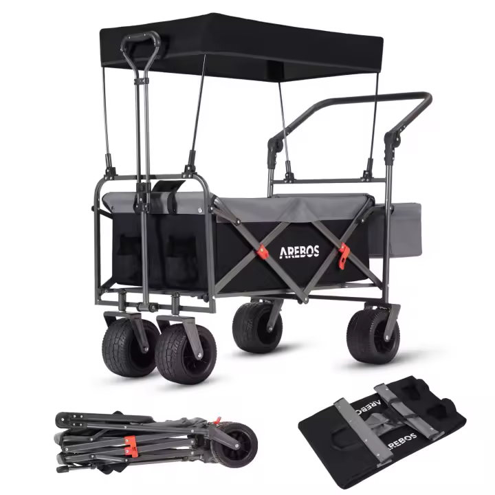 AREBOS Carro de Mano Plegable con Techo - 100 Kg - 1