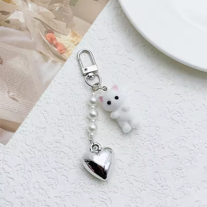 Llavero De Gato Lindo Con Estrella Y Patas De Cinco Puntos Lanyard Antipérdida Para Móvil Y Auriculares Colgante Para Mujer - 1