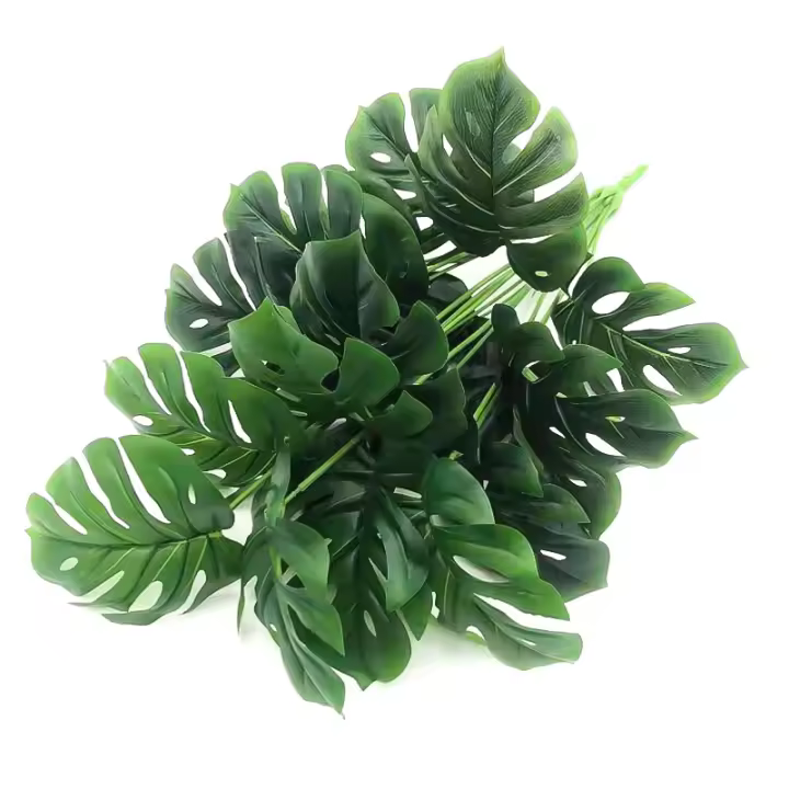 Planta Artificial De Monstera Grande 70cm Con 18 Hojas De Palma Falsa Para Decoración De Jardín Y Habitaciones Material Plástico Verde - 1