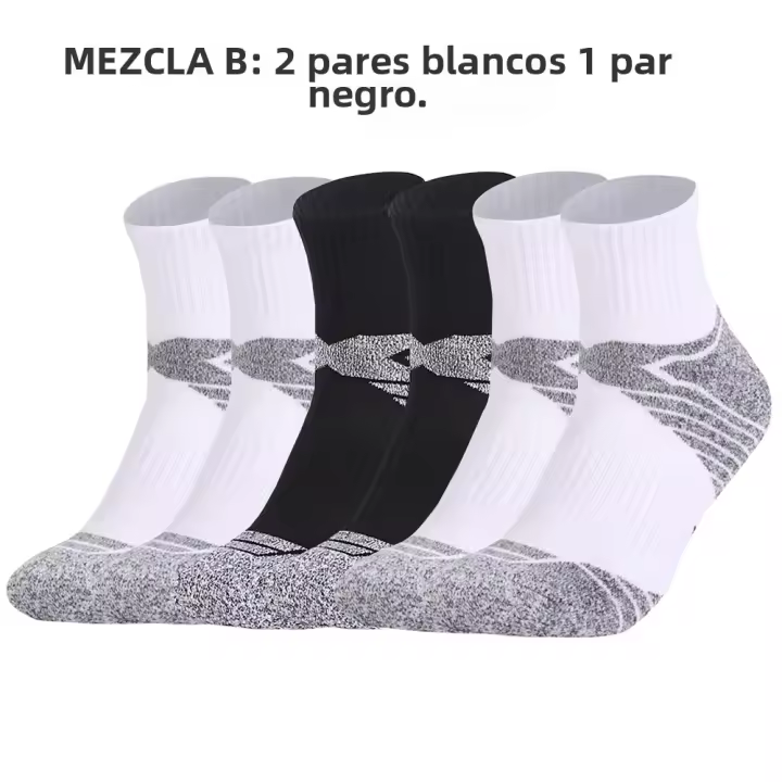3 Pares De Calcetines Deportivos Unisex Con Suela Gruesa Y Absorbedora De Humedad Para Correr Talla EUR35-50 Calcetines De Cuello Alto De Algodón - 1