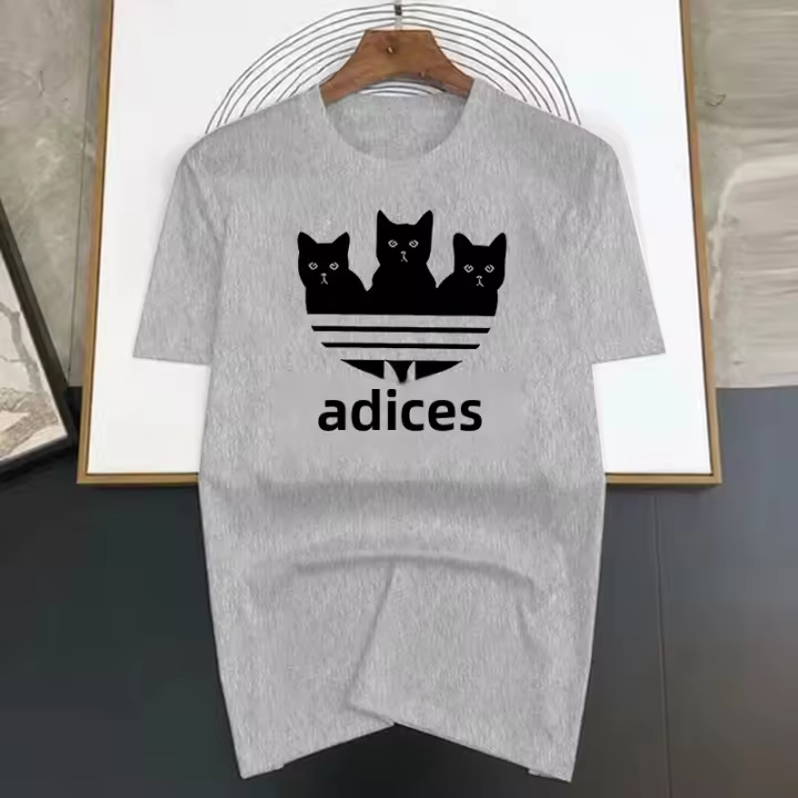 Camiseta Unisex Con Estampado De Tres Gatos Suave Y Cómoda Camiseta De Estilo Callejero Con Cuello Redondo Y Manga Corta Para Hombre Y Mujer Talla S-7XL En Blanco Y Negro - 1