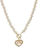 Collar con colgante de corazón de perla para mujer, gargantilla con forma de corazón, delicado collar de perlas blancas Y2k con cadena de perlas, joyería de perlas - details 4