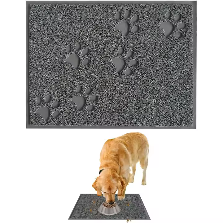 1 mantel individual de plástico con huellas de perros, alfombrilla de comida para mascotas, alfombrilla de alimentación impermeable, adecuado para el hogar, viajes, tienda de mascotas (30 x 40 cm) - 1