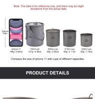 Taza De Camping Widesea De Titanio Para Viajes Y Picnics Utensilios De Mesa Para Exterior Sin Plegable Capacidad De 0.6L - details 3