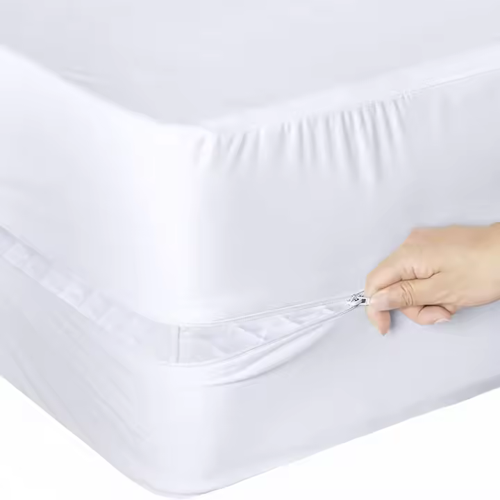 HOMESOL®  Funda de colchón Micrfibra Blanco para cama, Con Cremallera en L - cama de 90-105-135-150 - 1