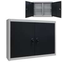 vidaXL Armario de herramientas de pared industrial metal gris y negro - details 0