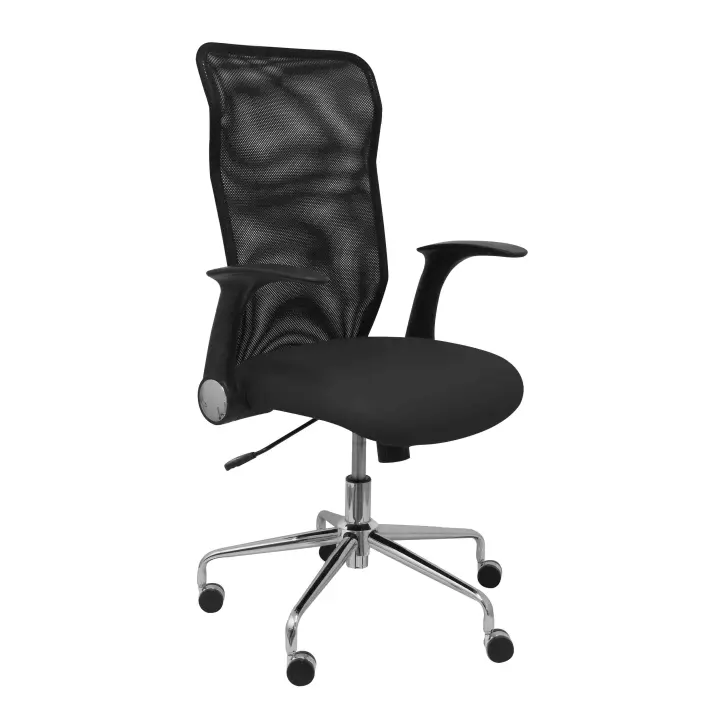 Silla Ergonómica Piqueras Y Crespo con Brazos Retráctiles y Respaldo de Malla Negro - 1