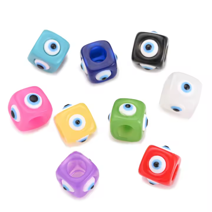 5pcs 12x14mm Mix Square Beads De Resina Con Agujero Grande Para Hacer Joyas Pulsera Llavero Cadena De Teléfono - 1